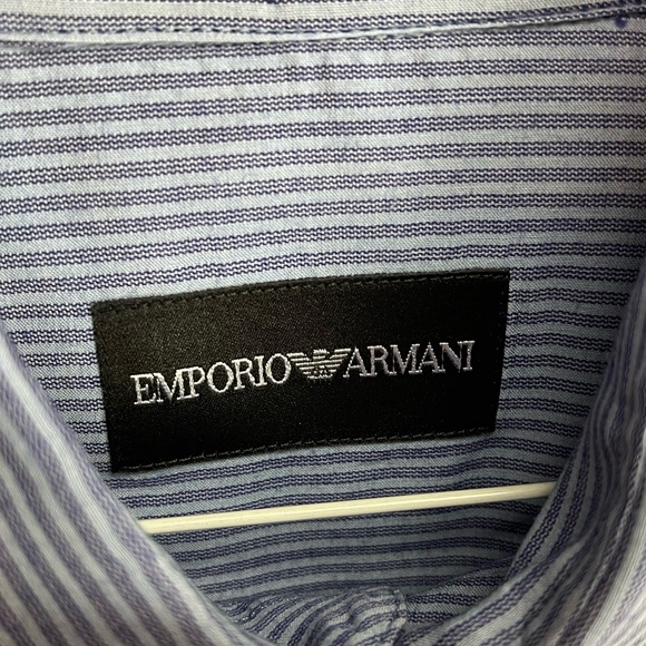 Emporio Armani blue striped button down shirt size medium - Picture 4 of 7